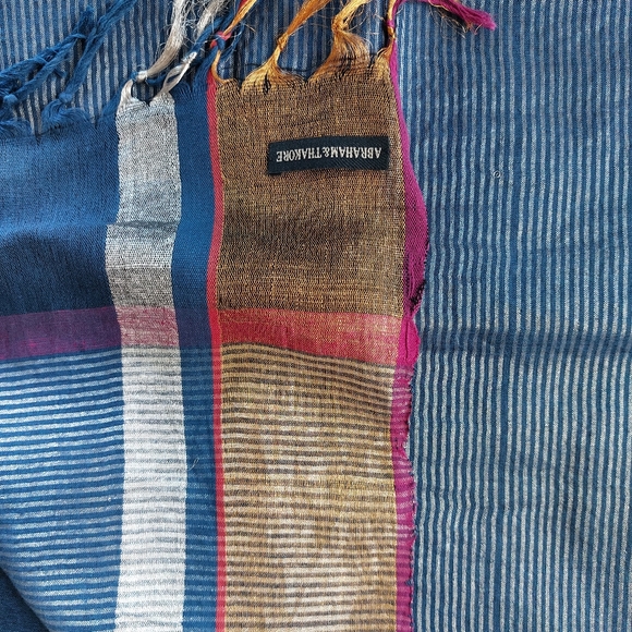 Designer indigo linen cotton saree from Abraham& Thakore - Picture 3 of 4